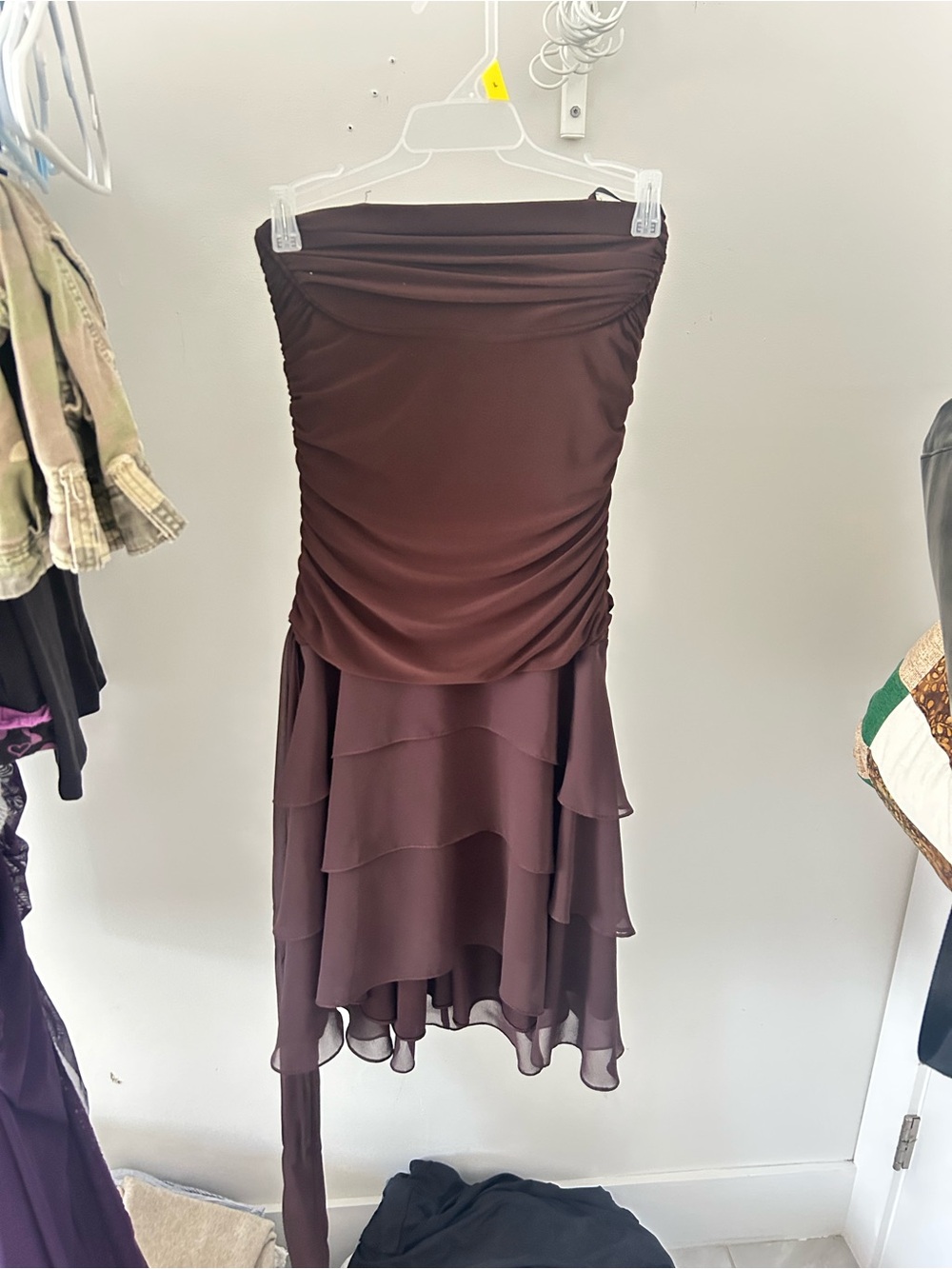 Women’s Strapless Layered Brown Skirt